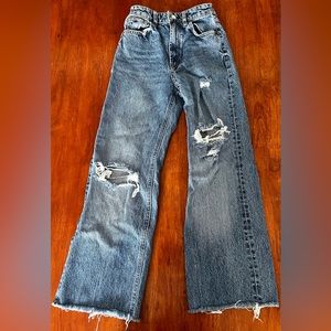 ‘Zara’ straight leg ripped jeans.